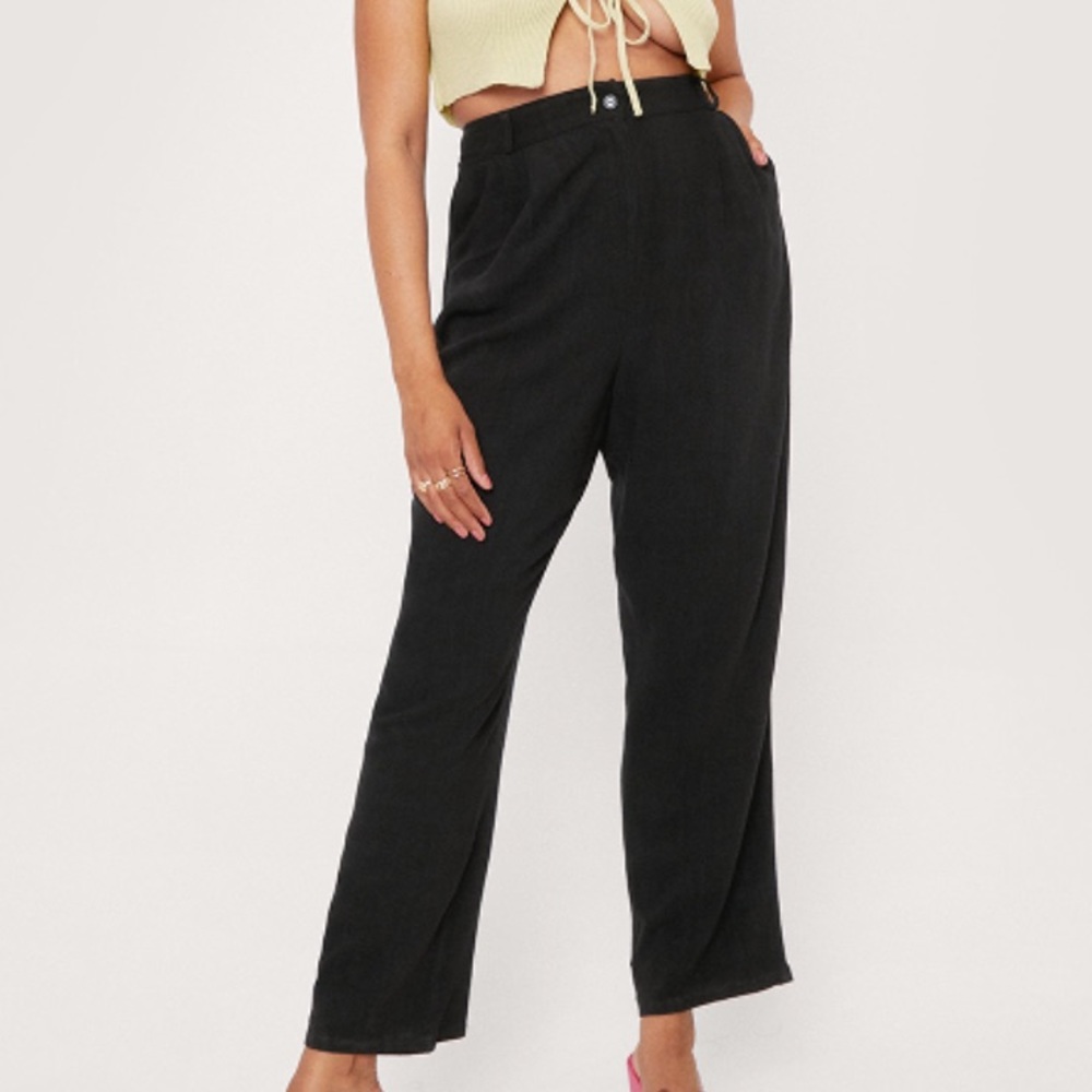 Nasty Gal Plus Size Linen Look Tapered Pants